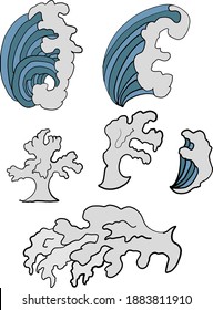 Japanese wave vector illustration for T-shirt.Traditional Chinese wave.Beautiful line art of nature for printing on shirt.Asian art for doodle and painting on background.