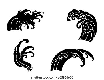 japanese waves tattoo flash