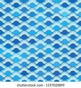 Japanese waves seamless pattern with for background