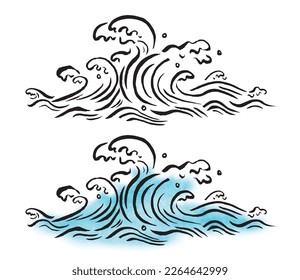 Japanese waves written by brush
