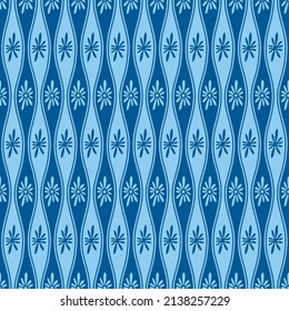 Japanese Wavy Line Flower Vector Seamless Pattern