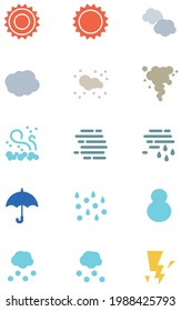 Japanese weather 15 kinds of color icon set