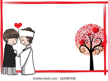 Japanese wedding greeting card border