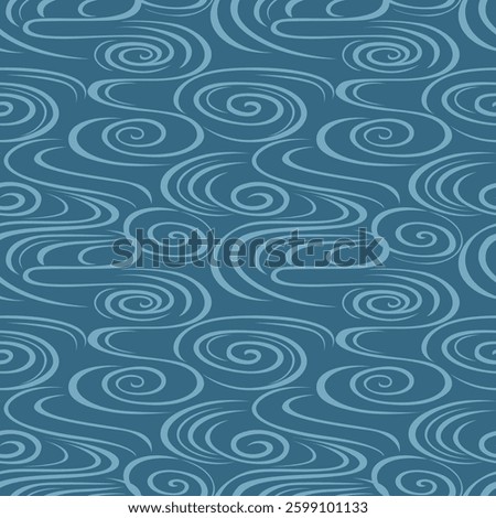 Japanese Whirlpool River Vector Seamless Pattern