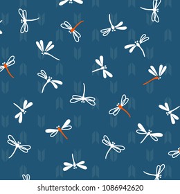 Japanese white and orange dragonflies pattern