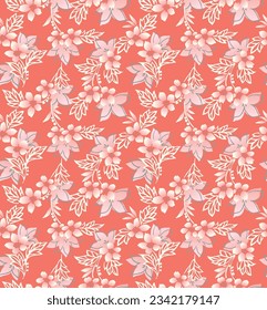 Japanese Wild Flower Leaf Vector Seamless Pattern