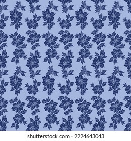 Japanese Wild Flower Motif Vector Seamless Pattern
