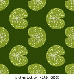 Naturaleza salvaje japonesa sin fisuras con adorno de lirio de agua extraída a mano. Pintura de paleta verde. Diseñado para el diseño de tejidos, impresión textil, envoltura, cubierta. Ilustración del vector