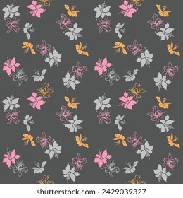 Japanese Wild Orchid Flower Vector Seamless Pattern