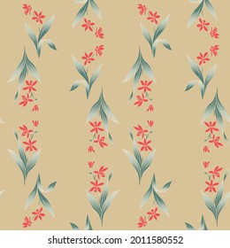 Japanese Wild Orchid Vector Seamless Pattern