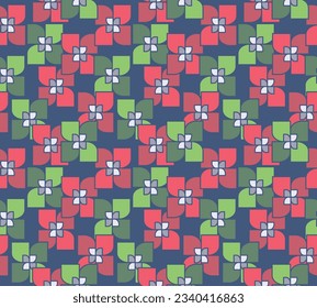 Japanese Wind Mill Flower Motif Vector Seamless Pattern