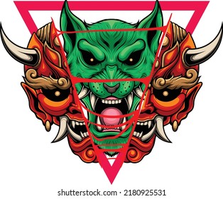 Japanese wolf illustration with premium quality stock vector