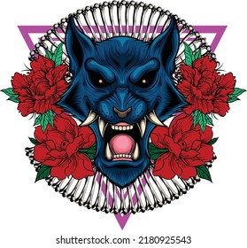 Japanese wolf illustration with premium quality stock vector