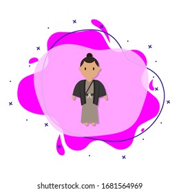 Japanese, woman cartoon liquid bacdge icon. Simple color vector of people around the world icons for ui and ux, website or mobile application