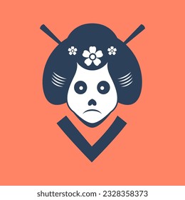 japanese woman ghost mascot culture traditional logo icon vector illustration