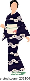 Japanese Woman Standing 2 Vector Illustration