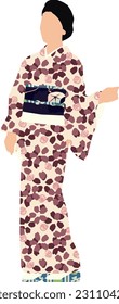 Japanese Woman Standing 3 Vector Illustration