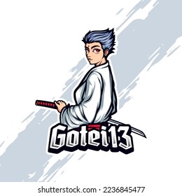 Japanese Woman Swordmaster Samurai Mascot