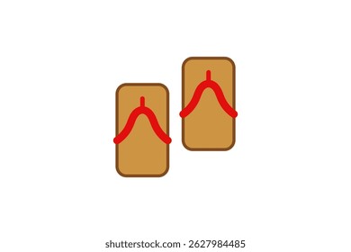 japanese wooden sandals icon outline colored
