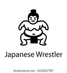 Japanische Wrestler-Ikone im Doodle-Stil 