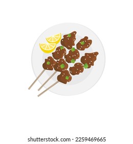 Japanese Yakitori Sate Vector Illustration Logo With Sesame And Fresh Orange