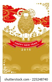 Japanese Year of the Sheep,Gold and Red color