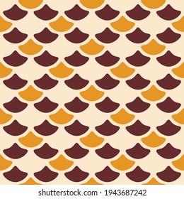 Japanese Yellow Fish Scale Wave Vector Seamless Pattern