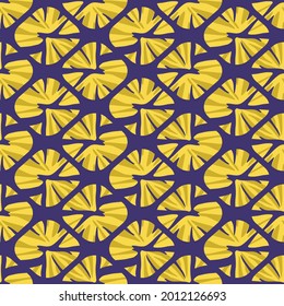 Japanese Yellow Flower Diamond Vector Seamless Pattern