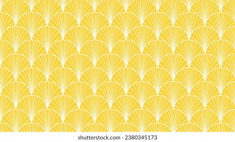 Japanese yellow seamless pattern. Geometric asian wave pattern. Japanese Clothes Print Background texture For fabric background surface design packaging Vector illustration	