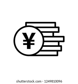 Japanese yen banknotes, coins, cash and money icons. financial and banking infographic elements and symbols for web design.