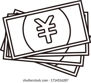 Japanese yen bills isolated vector illustration
