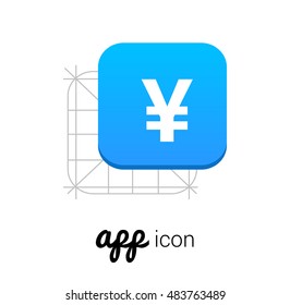 Japanese Yen Blue Mobile App UI/UX Button Corporate Logo / Icon Design