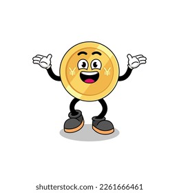 japanese yen cartoon searching with happy gesture , character design