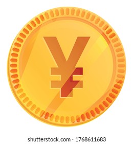 Japanese yen coin icon. Cartoon of japanese yen coin vector icon for web design isolated on white background