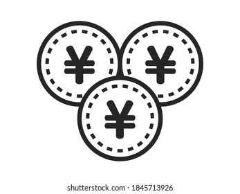Japanese Yen coin icon illustration.