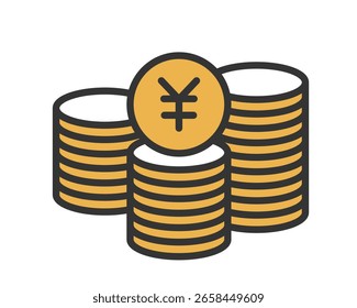 Japanese Yen Coin Stack Icon – Finance Currency Symbol