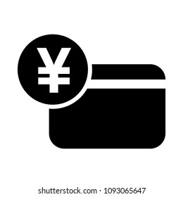 Japanese Yen credit card icon, isolated on white background