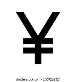 Japanese yen currency symbol. Black silhouette Japan yen sign