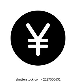 Japanese Yen currency symbol flat vector icon for apps and websites, black circle with cut out yen sign, rounded coin icon with negative space