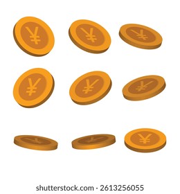 Japanese Yen Currency Symbol Illustration Set with Finance, Business, Digital Transactions, Economy, Banking Icons in Clean Vector Format