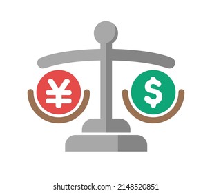 Japanese yen depreciation ( against US dollar ) vector icon illustration