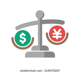 Japanese yen depreciation ( against US dollar ) vector icon illustration