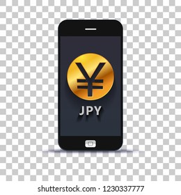 Japanese yen exchange application for mobile pone pasted on photo paper 