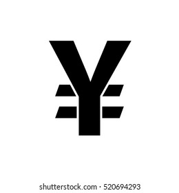 Japanese yen icon. Black icon isolated on white background. Japanese yen simple silhouette. Web site page and mobile app design vector element.