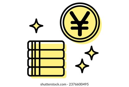 Japanese yen investment icon, simple line drawing illustration, Vector Illustration