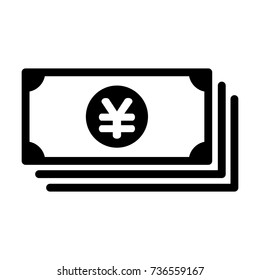 Japanese yen or JPY bills, money or cash icon