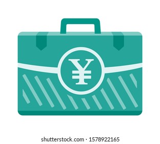 Japanese Yen JPY Money inside case box vector icon logo illustration and design. Japan currency business, payment and finance element.  Can be used for web, mobile, infographic and print.