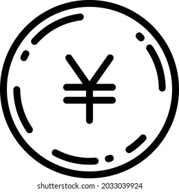 Japanese Yen RMB Coin Icon Vector Illustration