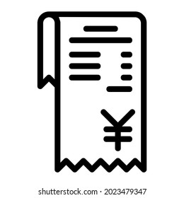 Japanese Yen Shopping Receipt Icon