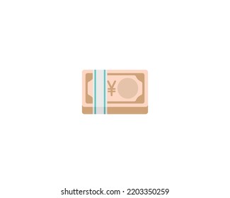 Japanese yen vector isolated emoji icon. Yen banknote emoticon